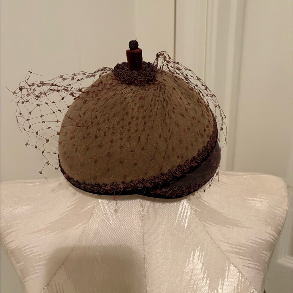 Chandra Vintage BrownGrey Veil Hat Fun Fun Fun